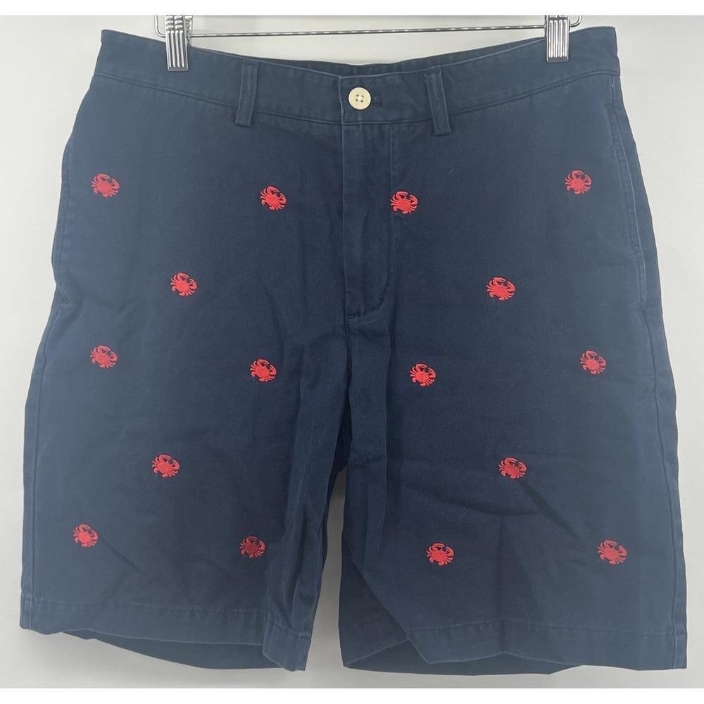 Vineyard Vines Club Shorts Critter Red Crabs Tagged 33 Actual 34 8.75" Navy